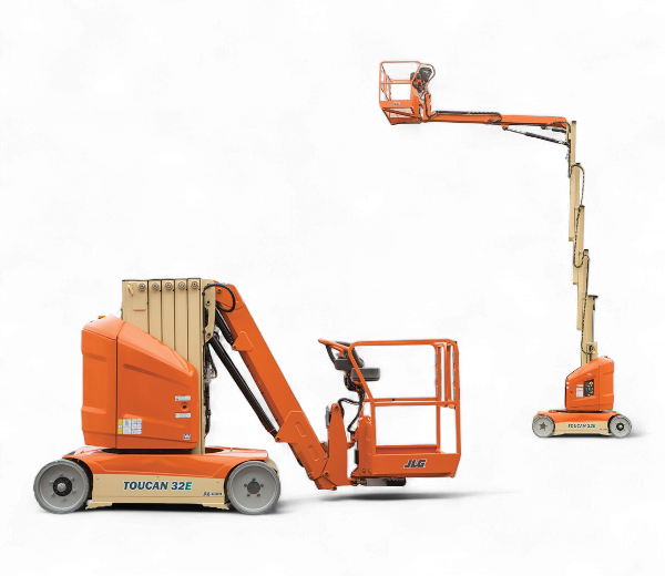 JLG Electric Toucan Mast Boom Lifts raised and lowered view